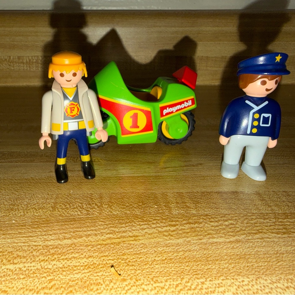 1993 Collectible playmobil Green Motorcycle with Figures people play toys